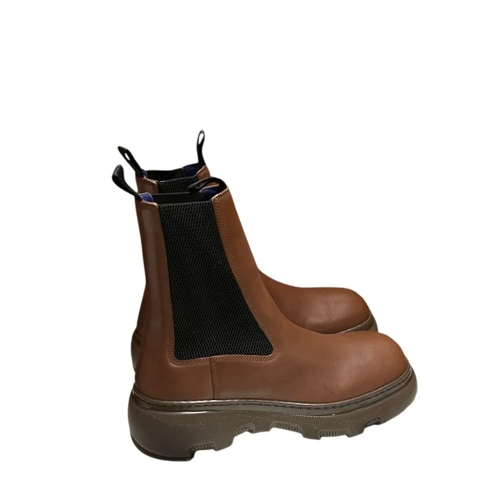 Burberry Creeper Chelsea Boots Walnut 39 EU / 6 US‎ Men's Leather MSRP $1290